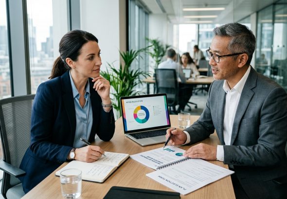 Professional reviewing 401(k) contribution and investment choices