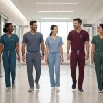 Healthcare professionals wearing comfortable breathable medical scrubs during a long shift