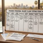 Phoenix personal injury claim tipping point matrix with medical records crash report evidence file insurance letters settlement release coverage review and Arizona deadline notes